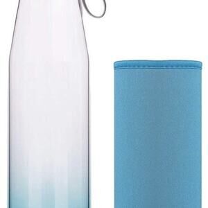 DEARRAY Sport Borosilicate Glass Water Bottle with Neoprene Sleeve stainless lid
